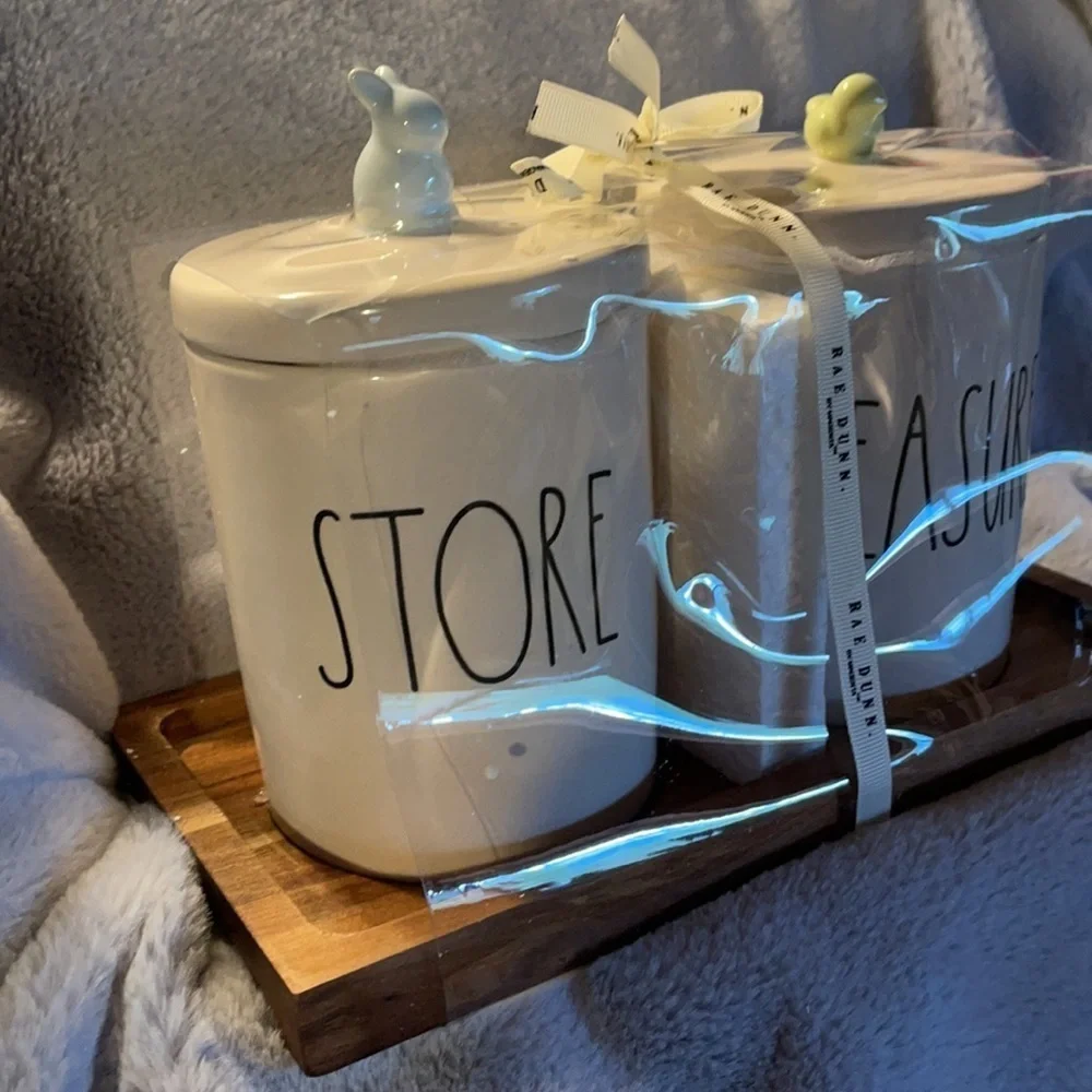Rae Dunn Set of 2 Canisters “Treasures”&”Store”